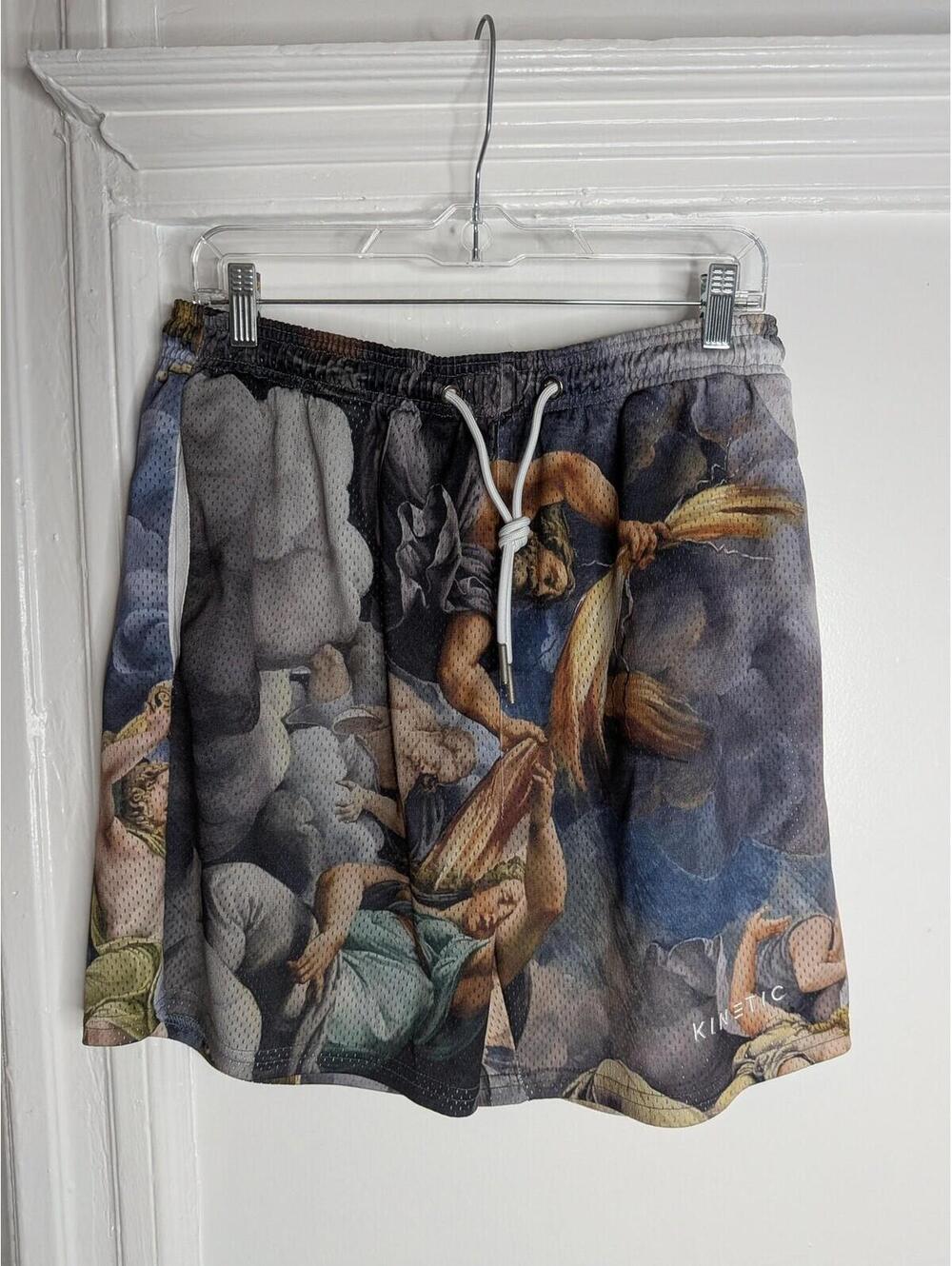 Kinetic Shorts Mens XL Multicolor Mesh Renaissance Art Athletic Gym Running